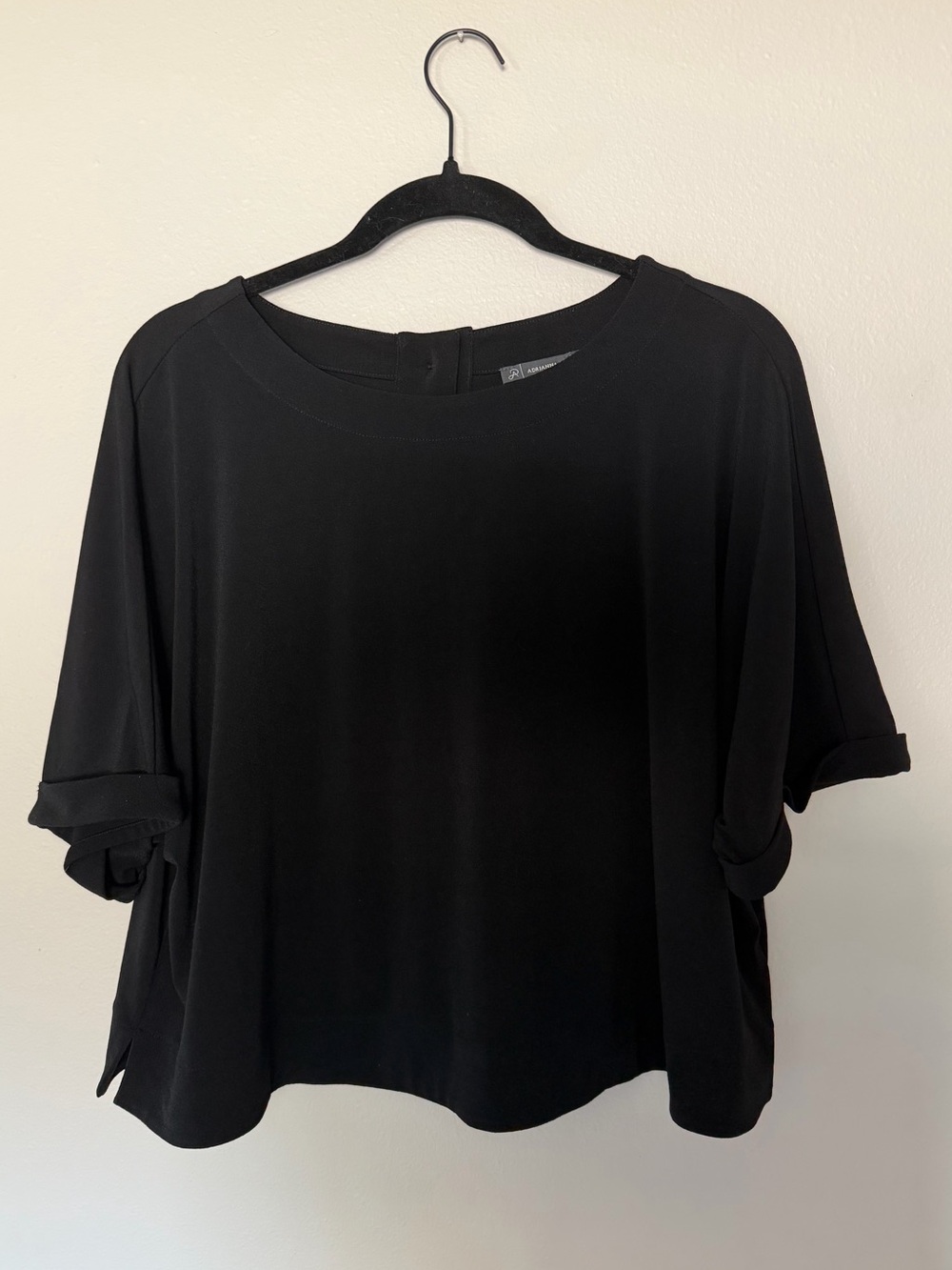 Adrianna Papell Black Top with Button Back